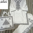 Load image into Gallery viewer, 🤍 White Linen Printed Suit – 2 Pc with Handbag 🤍