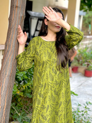 🌿 Dzyne Leaf Print Batiste Lawn 2PC Dress for Women 🌿